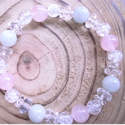 恋の願いを叶えるブレスレット【本翡翠/ローズクォーツ/クラック水晶